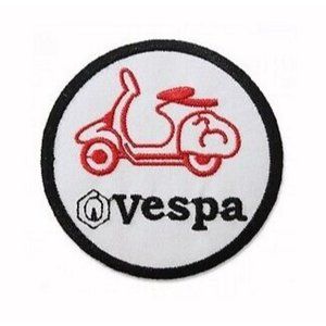 Vespa White Embroidered Iron-On Sew-On Patch - NEW
